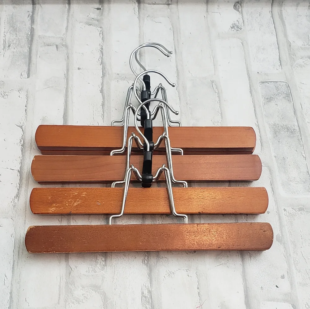 Wooden Non Slip Wood Pant/Skirt Hangers, 4Pk